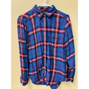 American Eagle Women's Flannel Shirt‎ Soft Boyfriend Fit Plaid